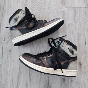 Air Jordan | 1 Retro 'Patina' black leather sporty hi-top sneakers | WMS 5.5